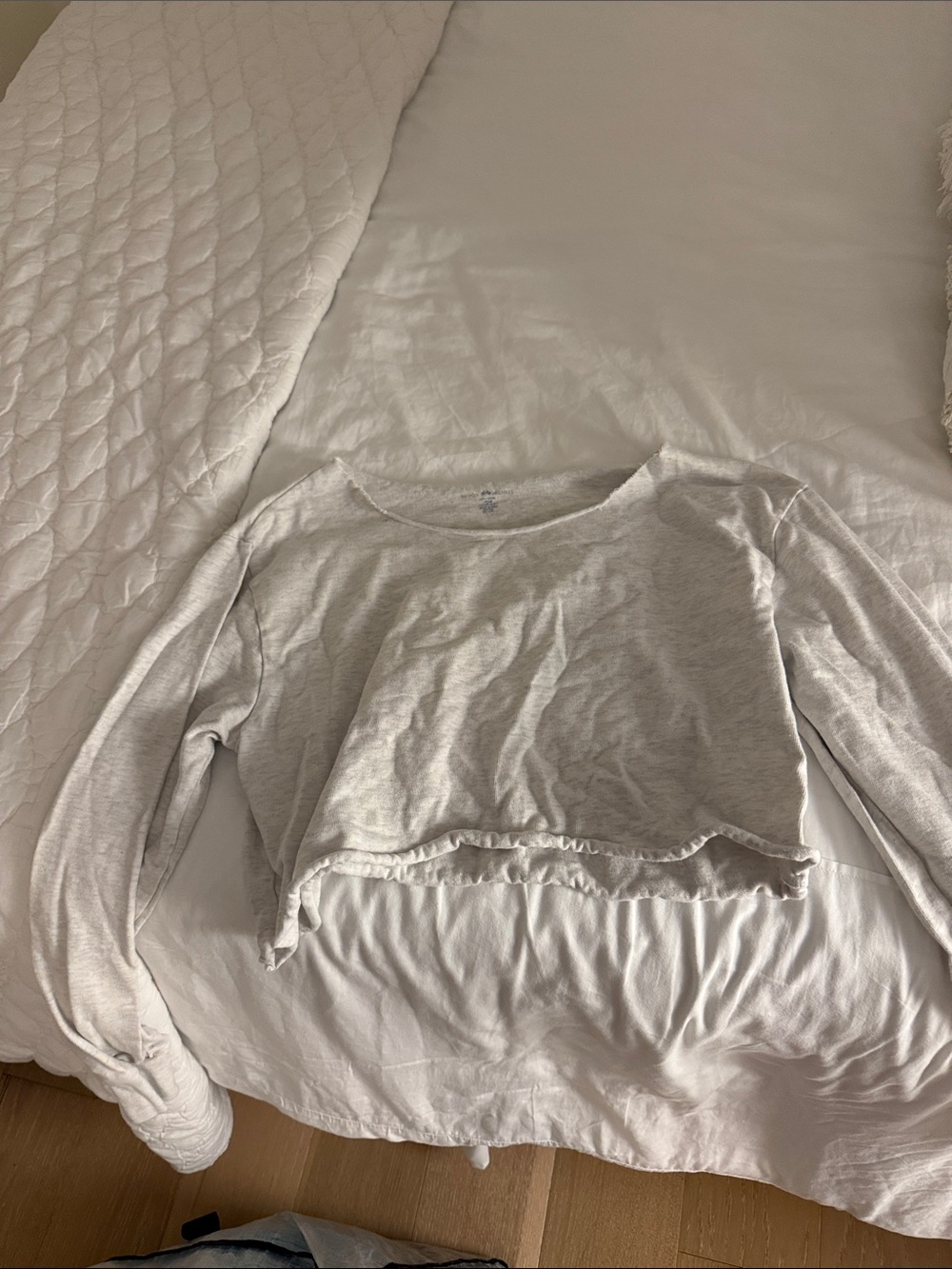 Brandy Melville Cream Ribbed Crewneck Top